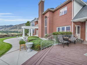 Deck featuring a mountain view