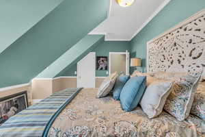 Bedroom with ornamental molding