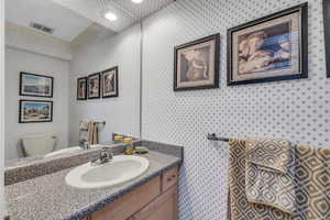 Bathroom with vanity and toilet