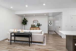 Living room featuring light hardwood / wood-style flooring