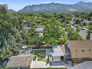 Aerial view with a mountain view