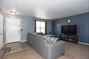 Living room with carpet flooring