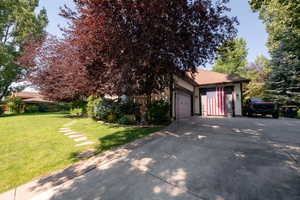 Large concrete driveway.