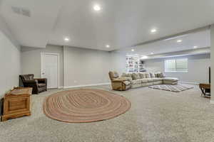 View of carpeted living room