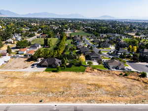 Aerial view featuring a mountain view