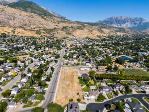 Drone / aerial view with a mountain view