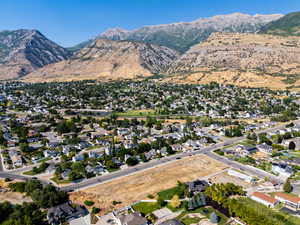 Aerial view featuring a mountain view