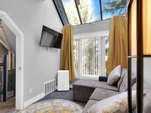 View of carpeted living room