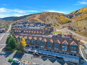 Drone / aerial view with a mountain view