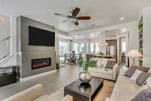 Living room with ceiling fan