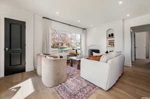 Living room featuring light hardwood / wood-style flooring