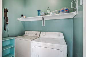 Laundry Room with Reinforced Shelf for Storage & Retractable Clothes Drying Hanger Rack. Washer & Dryer Negotiable.