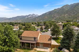 View of mountain and back of house.