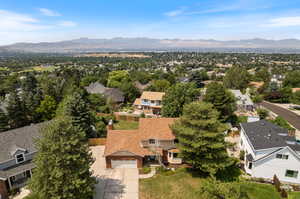 Aerial view with a mountain view