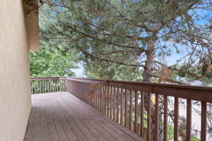 View of deck from primary bedroom