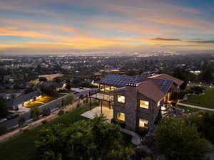 View of aerial view at dusk