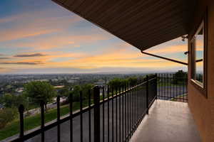 View of balcony at dusk