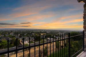 View of balcony at dusk