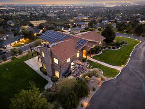 View of aerial view at dusk