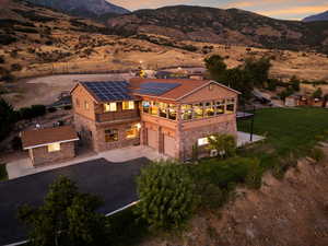 View of aerial view at dusk