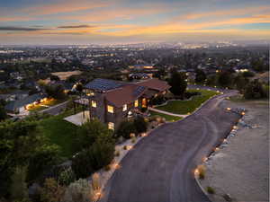 View of aerial view at dusk