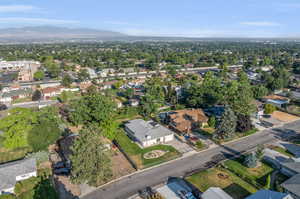 Aerial view featuring a mountain view