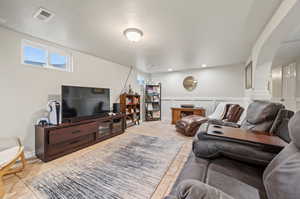 View of tiled living room