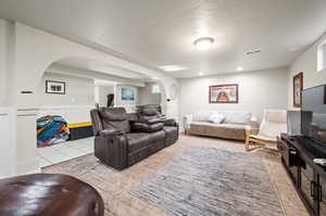 View of tiled living room