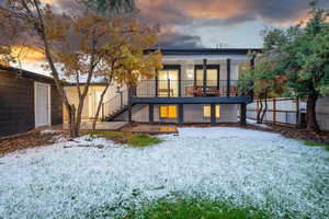 View of snow covered property