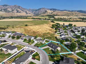 Aerial view featuring a mountain view and a rural view