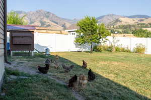 View of yard with a mountain view