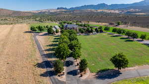 Aerial view featuring a mountain view