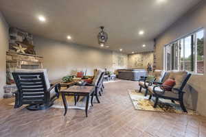 Living room with a fireplace