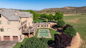 Bird's eye view with a mountain view