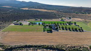 Drone / aerial view with a mountain view