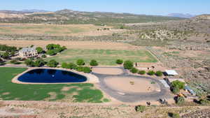 Drone / aerial view featuring a mountain view