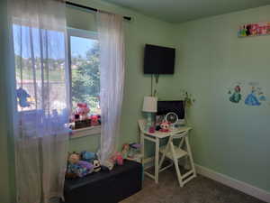 Bedroom with carpet floors