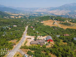 Bird's eye view featuring a mountain view