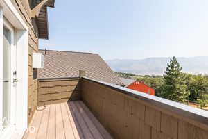 Balcony with a mountain view