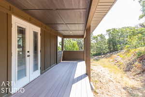 Wooden deck with french doors