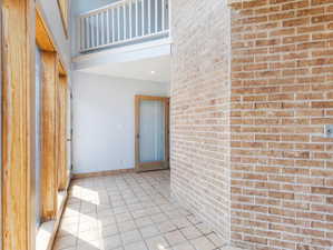 Atrium with exposed brick