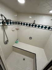 Bathroom featuring tiled shower