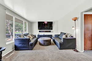 View of carpeted living room