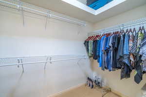 Walk in closet with carpet