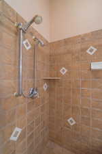 Bathroom featuring a tile shower