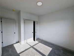 Unfurnished bedroom featuring light carpet