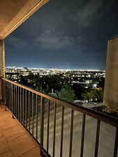 View of balcony at night