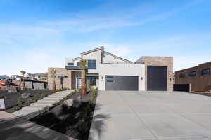 Contemporary home with a garage