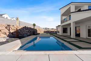 View of pool featuring a patio