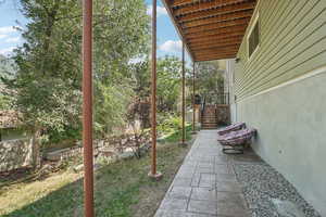 Path to basement apartment